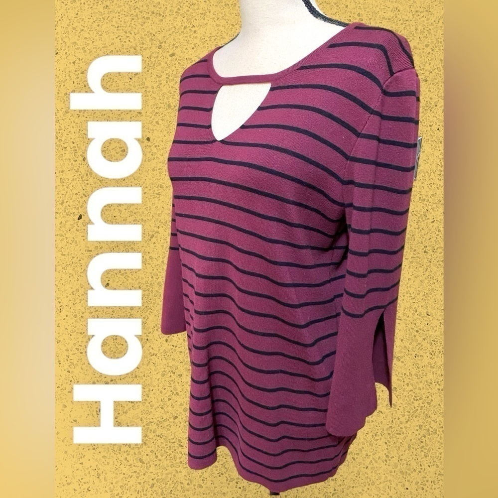 Hannah-Large, 3/4 length split sleeve burgundy/black. Beautiful quality! EUC!